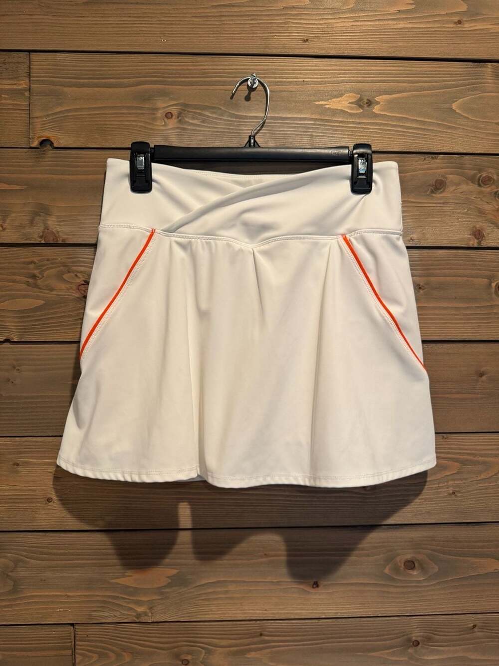 Sincerely Jules White Athletic Skort with Orange Trim Large